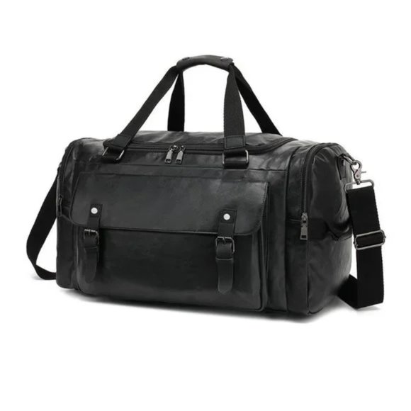 TRAVEL Bag Waterproof PU Leather Brown Duffle Bag - Picture 9 of 14